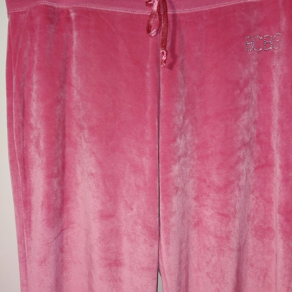 BCBGMaxAzria Y2K Velour Sweatpants Track Size XL Hot Pink - Picture 5 of 9